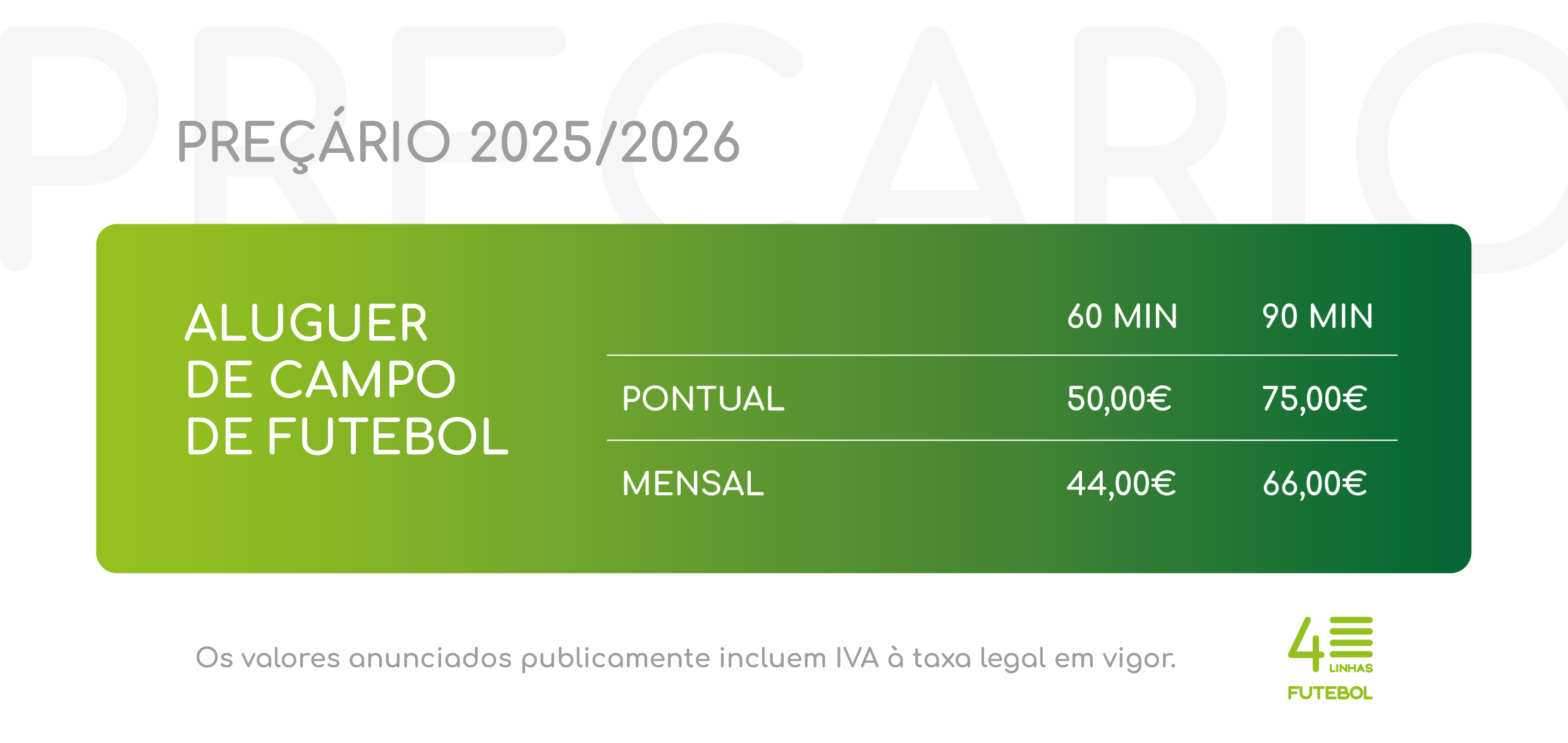 Preçario Futebol